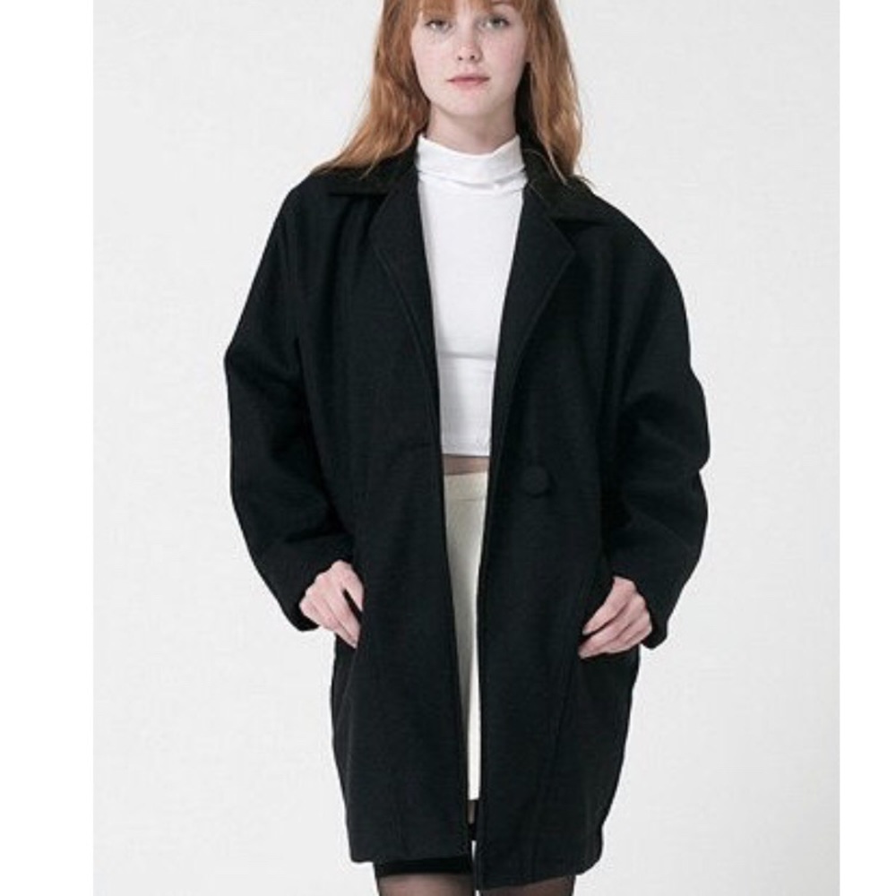 American Apparel Black Petite Wool Coat